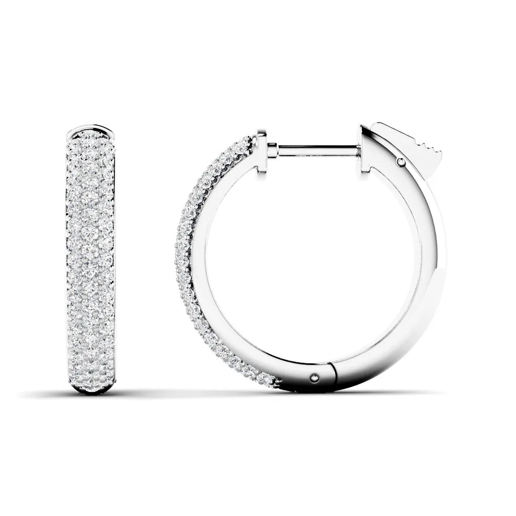 0.90 CT Round Cut Diamonds - Hoop Earrings