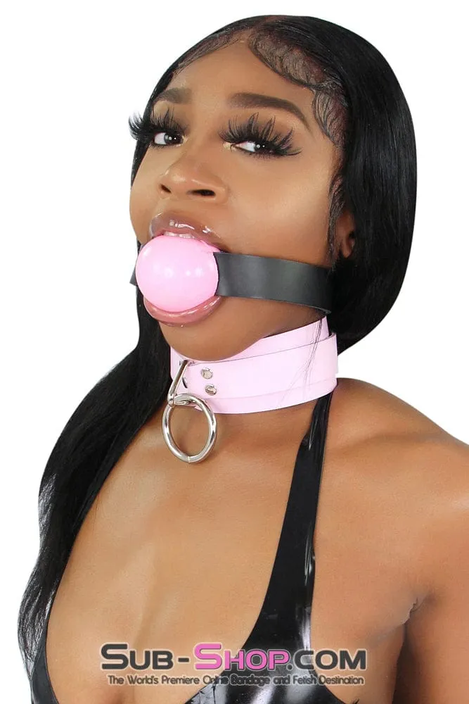 0991A      Captured Beauty Princess Pink Leather Bondage Collar