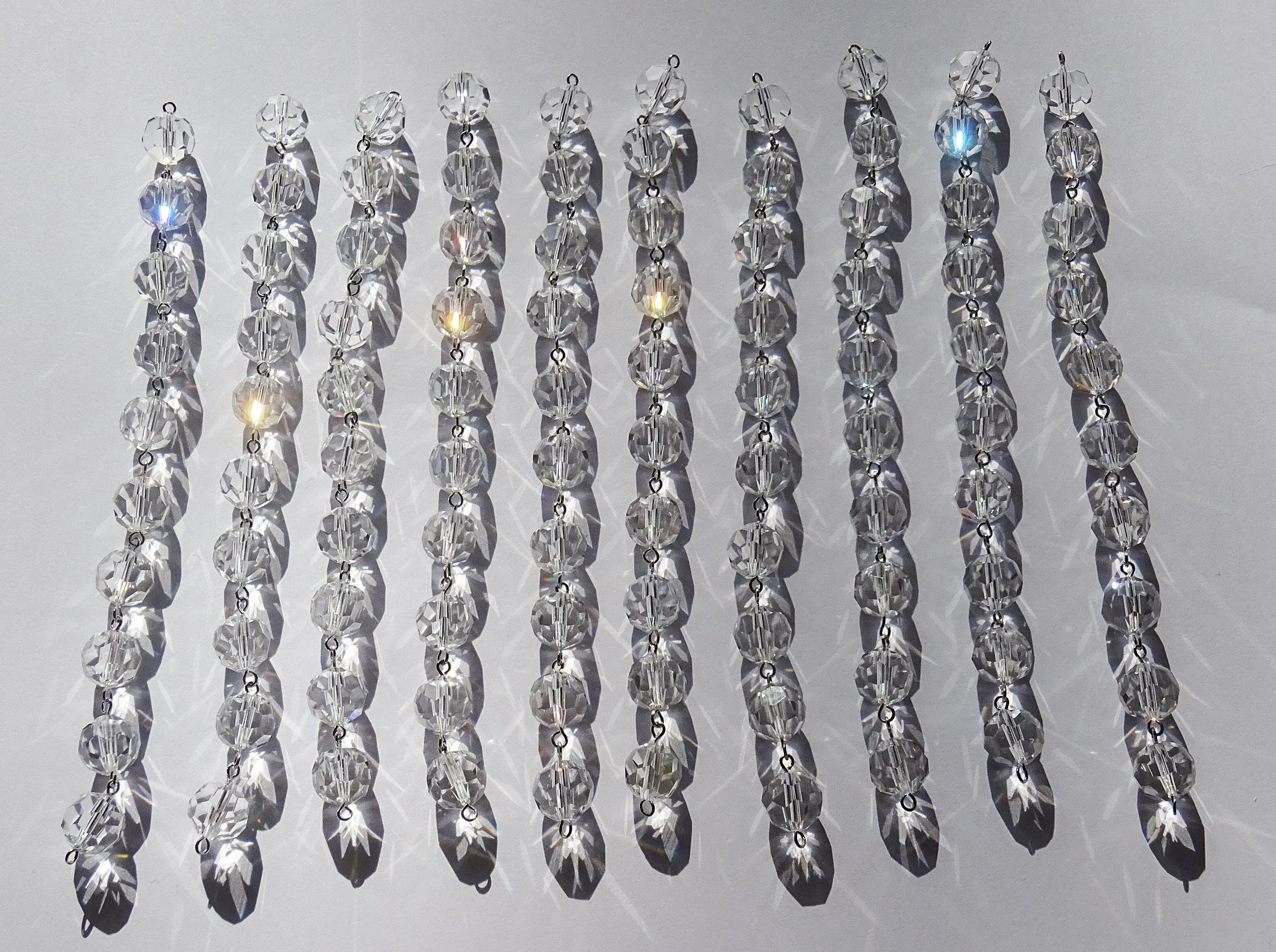 12 Strands Clear 12mm Chandelier Ball Drops Glass Crystals 2m Garland Beads Droplets colourless