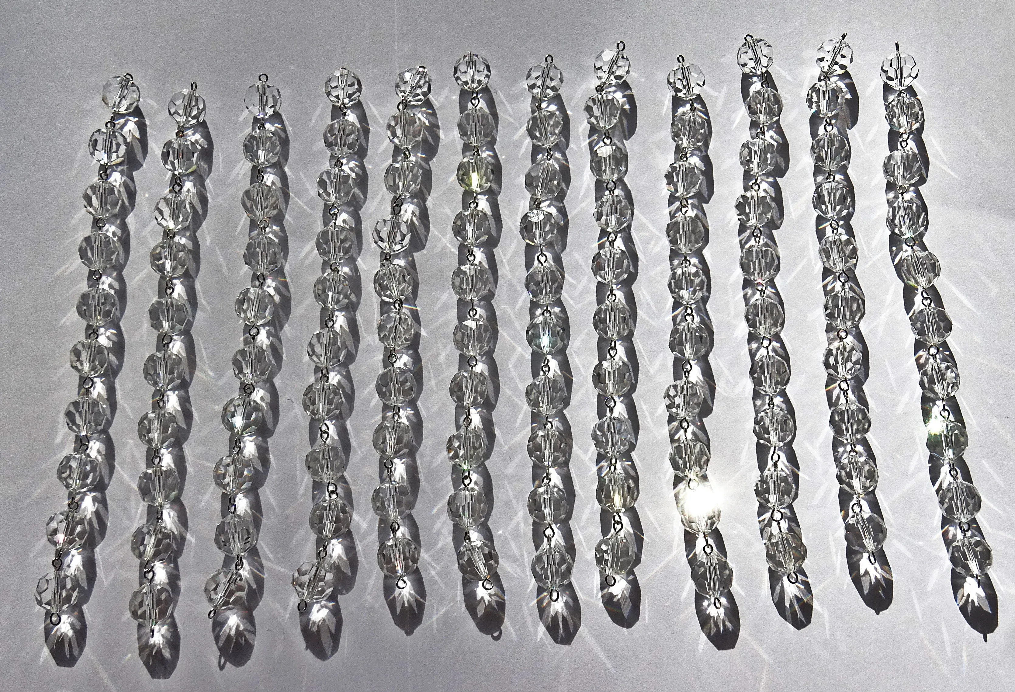 12 Strands Clear 12mm Chandelier Ball Drops Glass Crystals 2m Garland Beads Droplets colourless