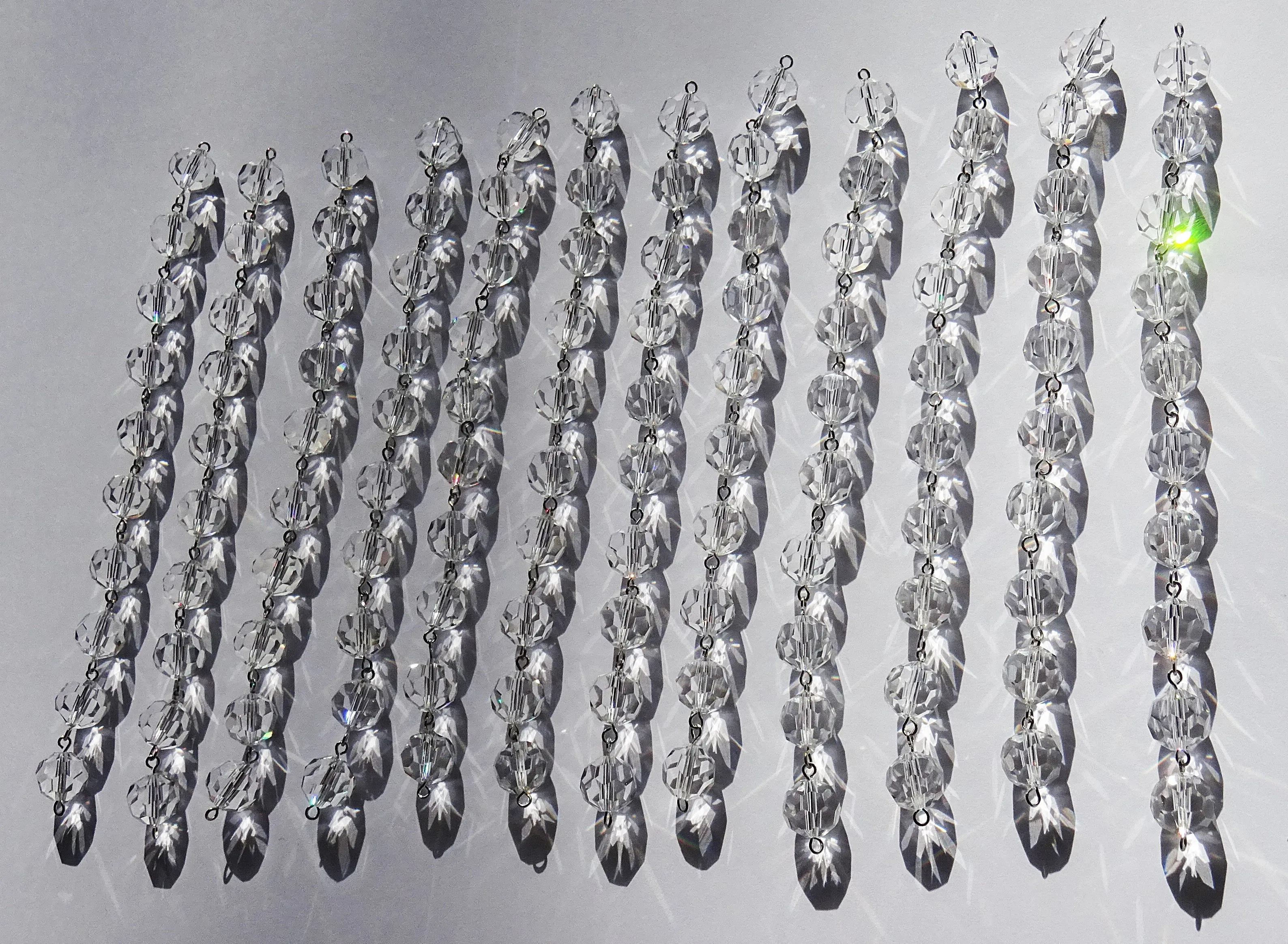 12 Strands Clear 12mm Chandelier Ball Drops Glass Crystals 2m Garland Beads Droplets colourless