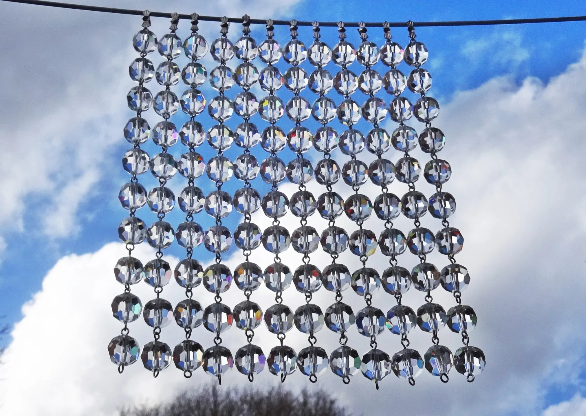 12 Strands Clear 12mm Chandelier Ball Drops Glass Crystals 2m Garland Beads Droplets colourless