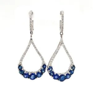 14 Karat White Sapphires Gemstone Earrings