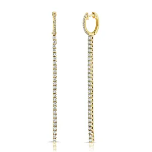 14K Gold & Diamond Drop Earrings - 1.18ct