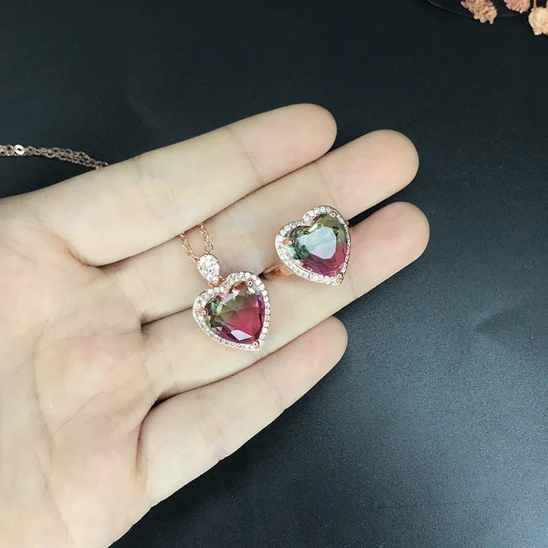 14K Rose Gold Rubellite Gemstone Pendant