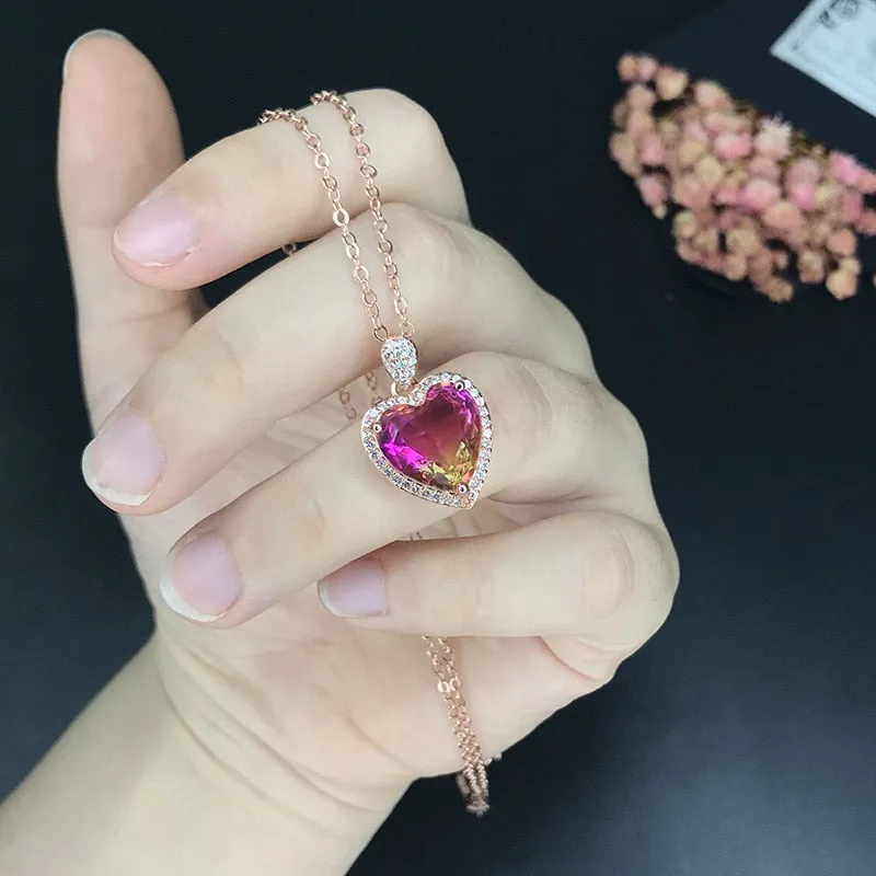 14K Rose Gold Rubellite Gemstone Pendant