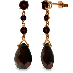 14K Solid Rose Gold Chandelier Simple Garnet Earrings