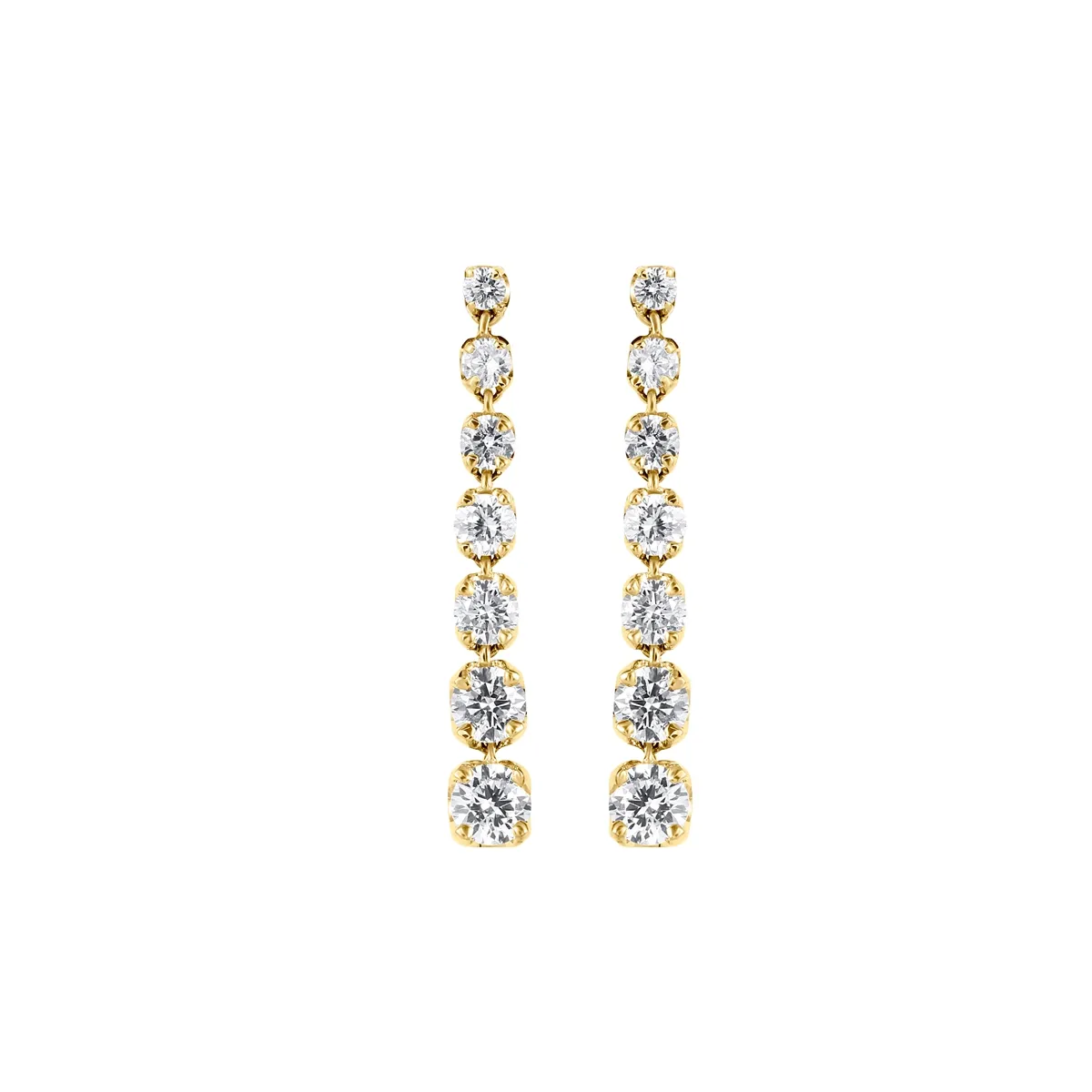 14K Yellow Gold Gradual Diamond Dangle Earrings