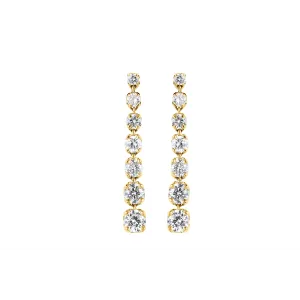 14K Yellow Gold Gradual Diamond Dangle Earrings