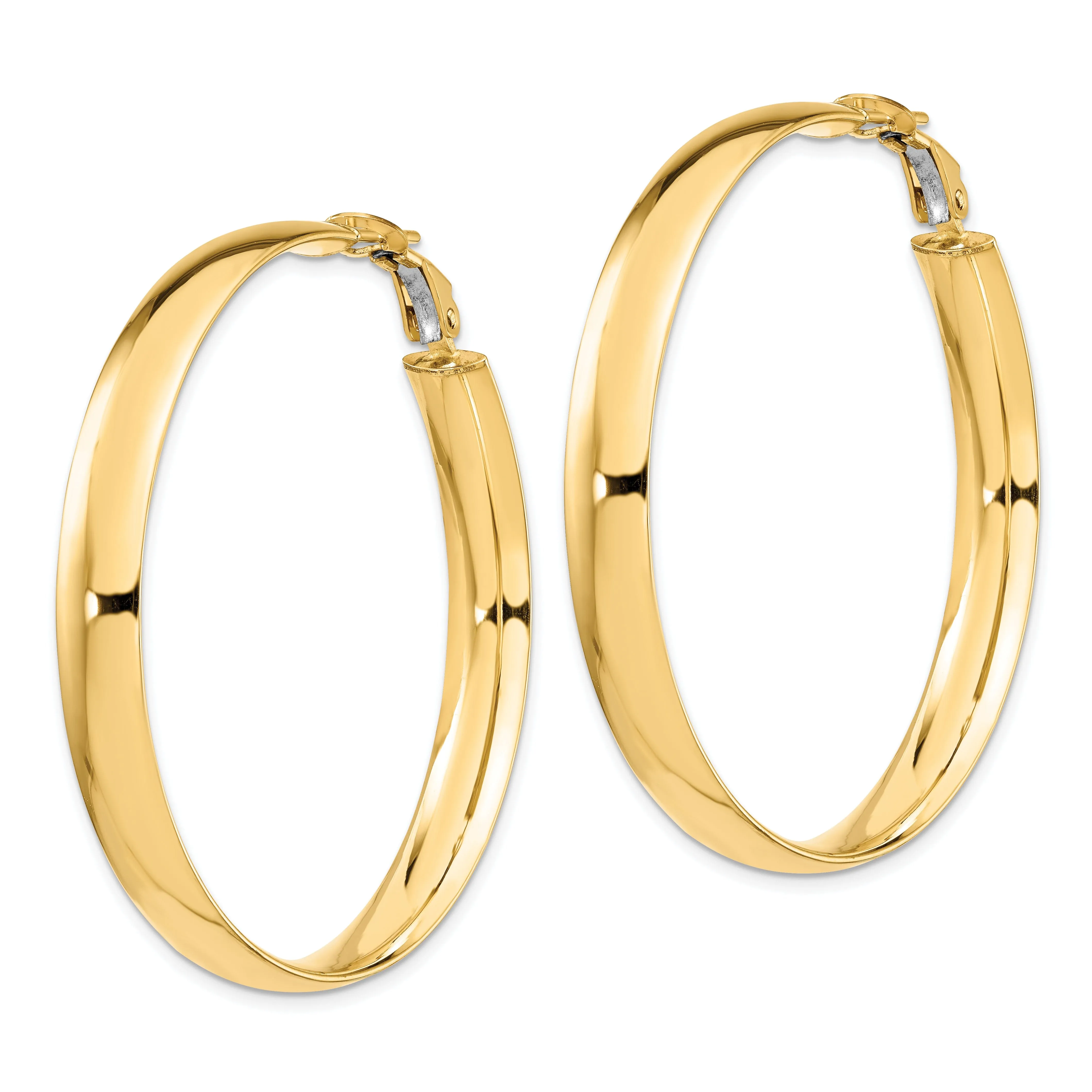 14k Yellow Gold Polished Omega Hoop Earrings