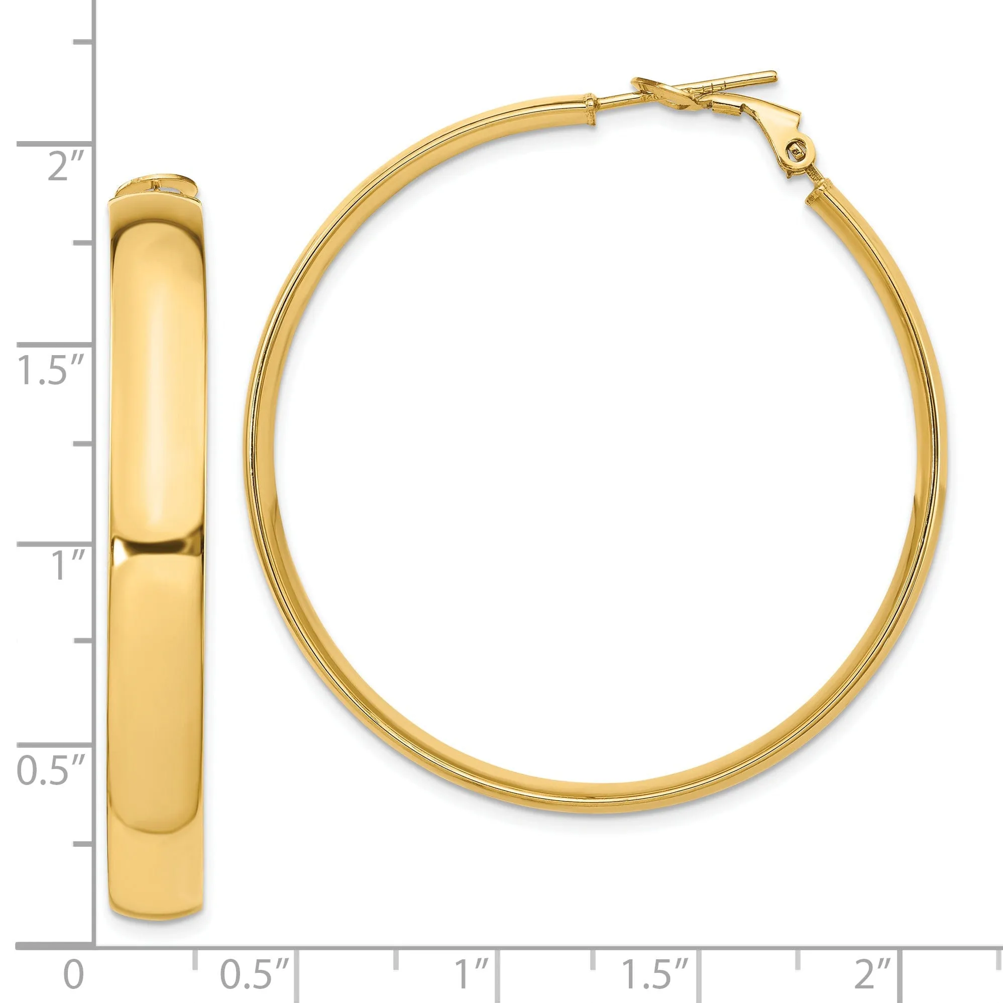 14k Yellow Gold Polished Omega Hoop Earrings