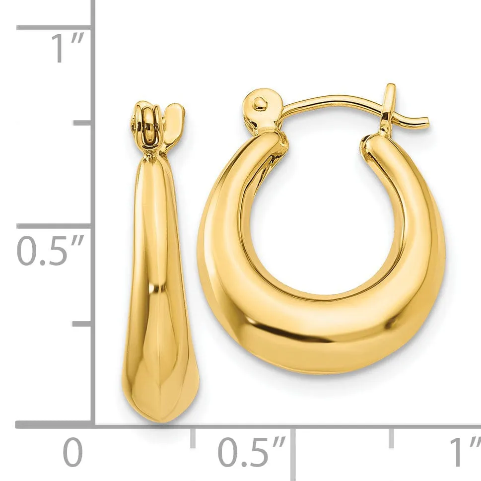 14k Yellow Gold Polished Oval Hollow Hoop Earring