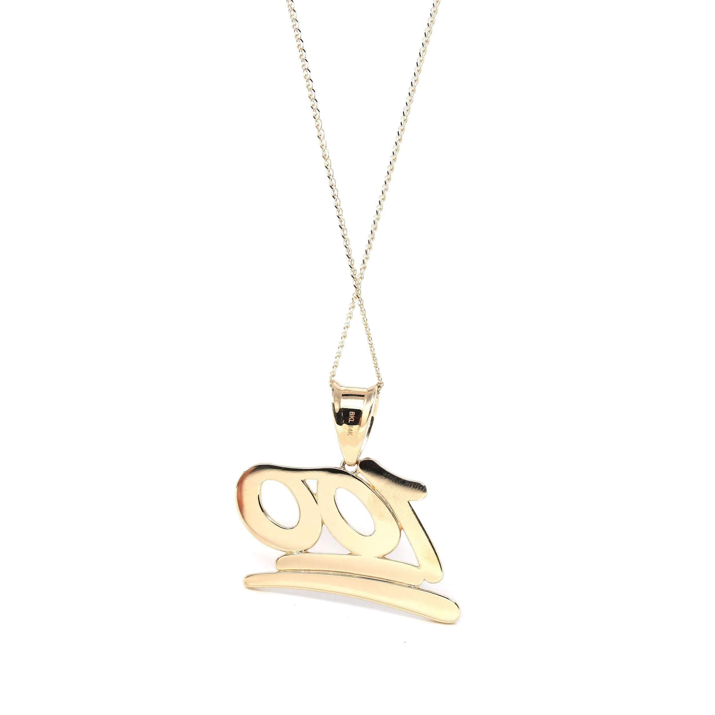 14k Yellow Gold "100" Pendant Necklace