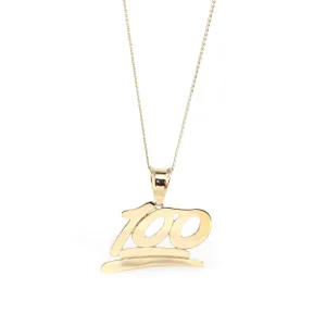 14k Yellow Gold "100" Pendant Necklace