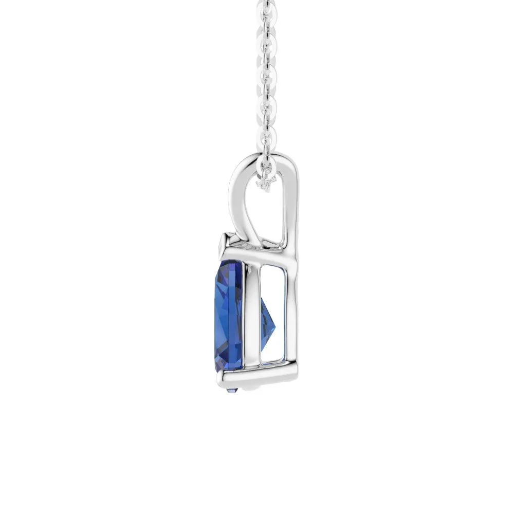 1.5 CT. Pear Blue Sapphire Solitaire Pendant