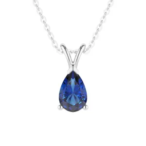 1.5 CT. Pear Blue Sapphire Solitaire Pendant