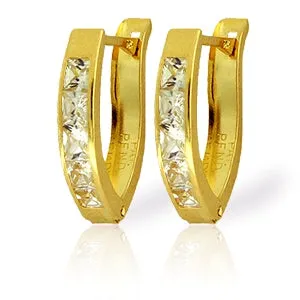 1.58 Carat 14K Solid Yellow Gold Medium Cubic Zirconia Oval Hoops