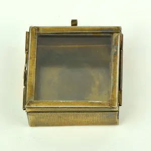 1.6in Square Brass finish Our Glass Shadow Box Pendant-Locket  PKG/2