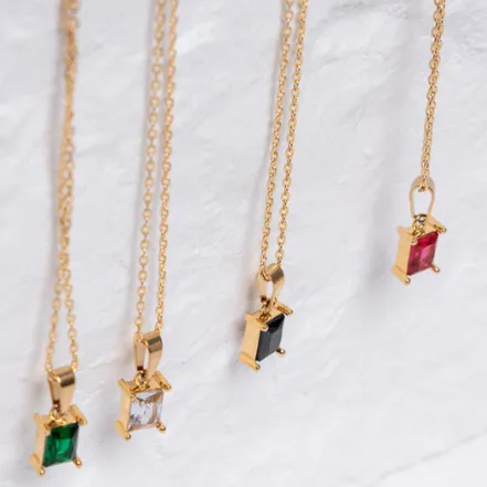 18K Gold-Filled Baguette Pendant Necklace