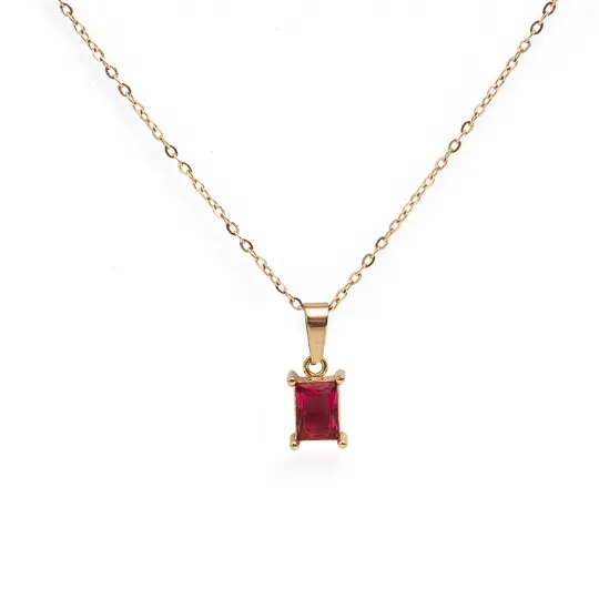 18K Gold-Filled Baguette Pendant Necklace