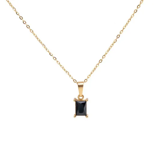 18K Gold-Filled Baguette Pendant Necklace