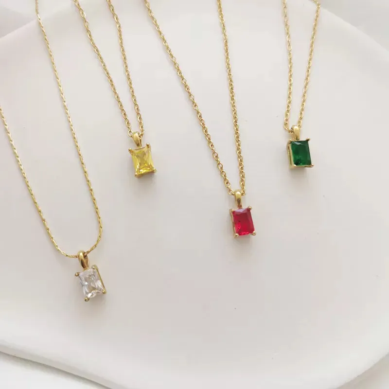 18K Gold-Filled Baguette Pendant Necklace