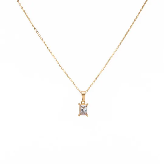 18K Gold-Filled Baguette Pendant Necklace