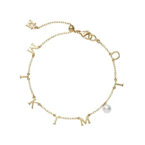 18K Gold "MIKIMOTO" Akoya Pearl Charm Bracelet