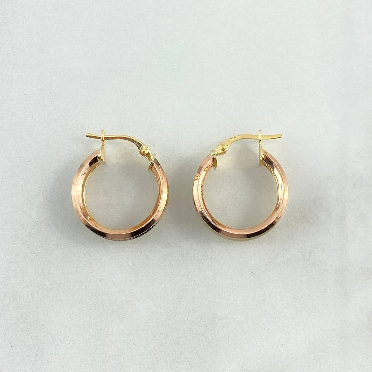 18K Three Colour Gold Aleja Dotted Hoop Earrings 2.4gr / 0.83in