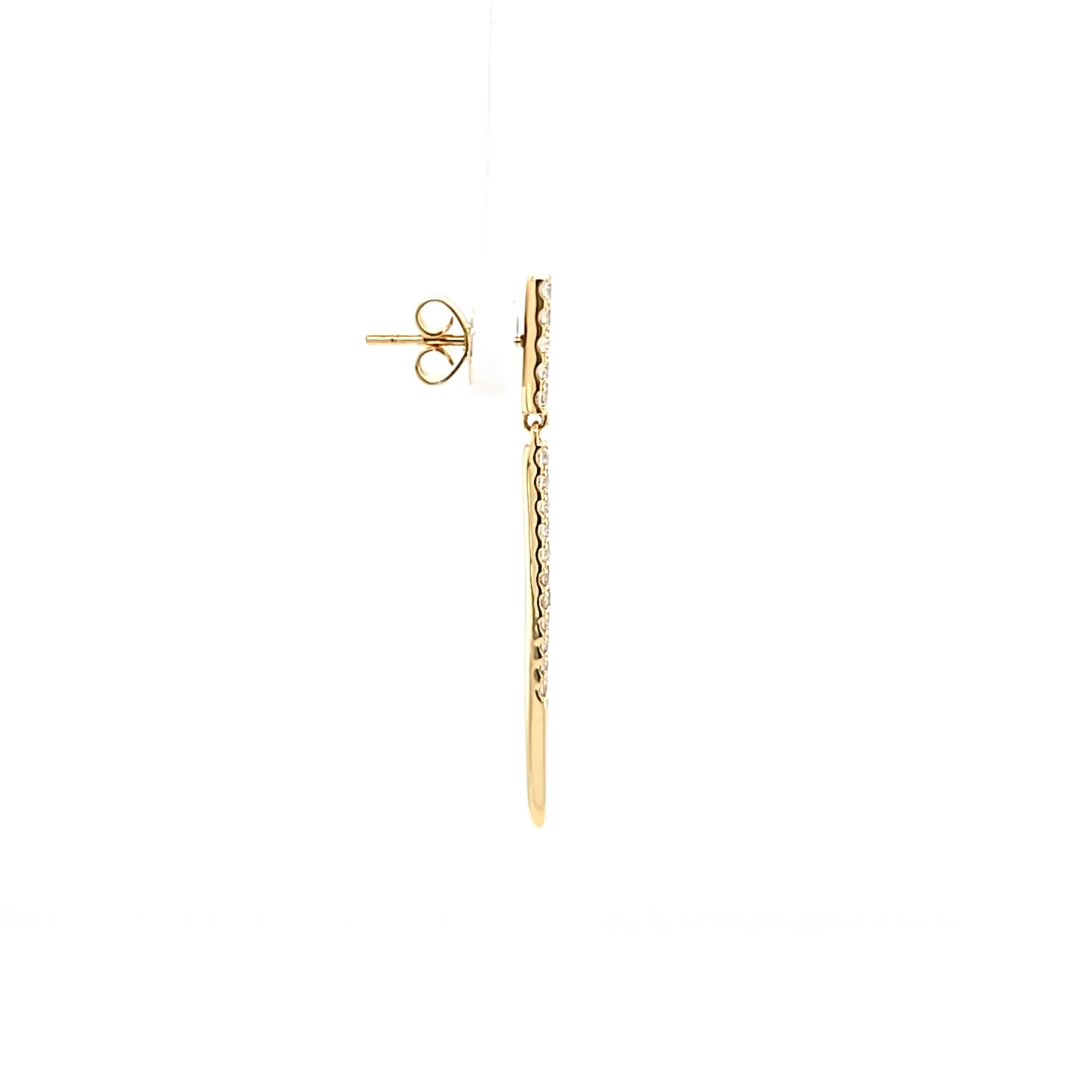 18k Yellow Gold Diamond Point Dangle Earrings (I7727)