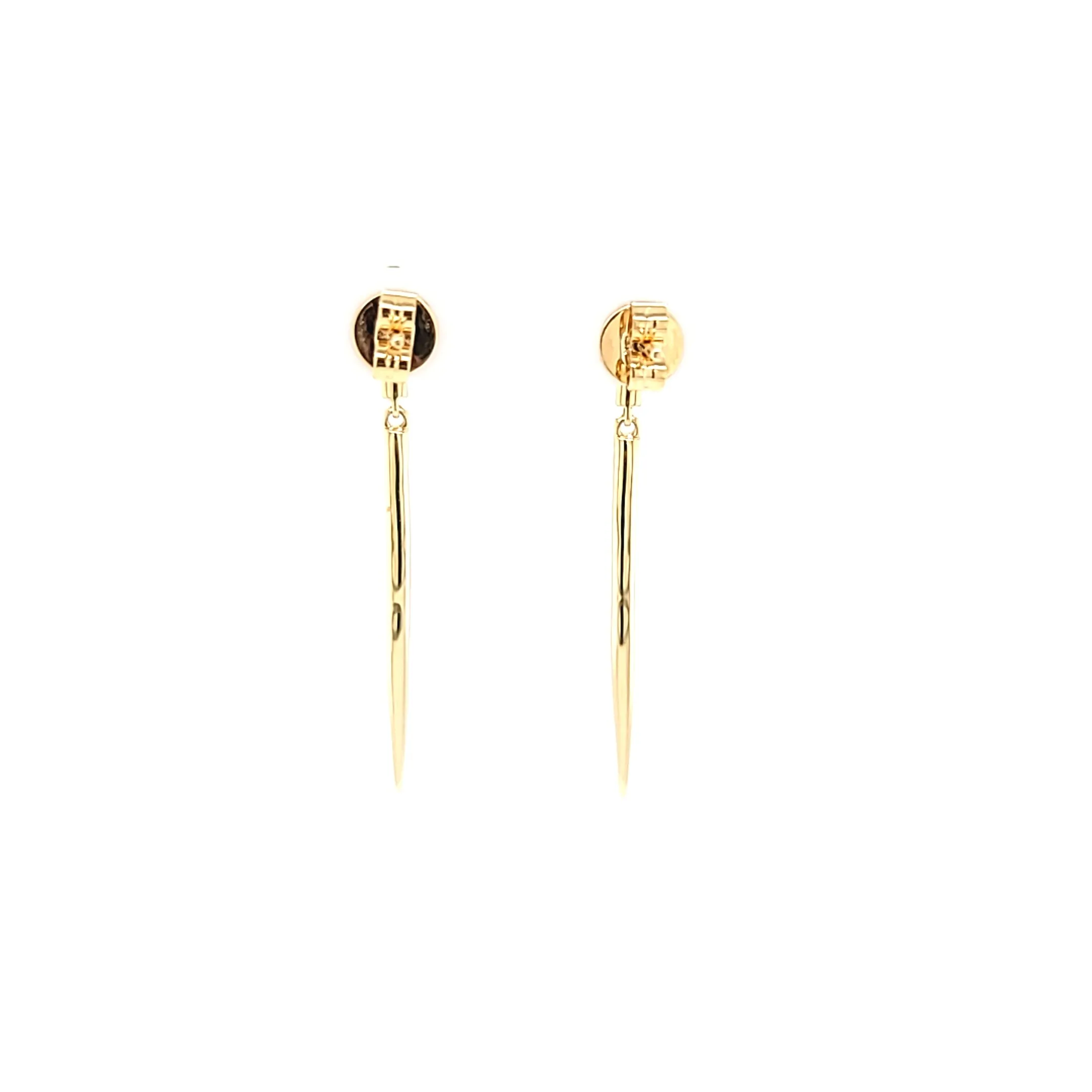 18k Yellow Gold Diamond Point Dangle Earrings (I7727)