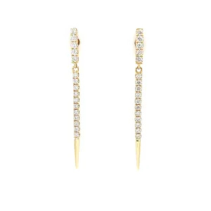 18k Yellow Gold Diamond Point Dangle Earrings (I7727)