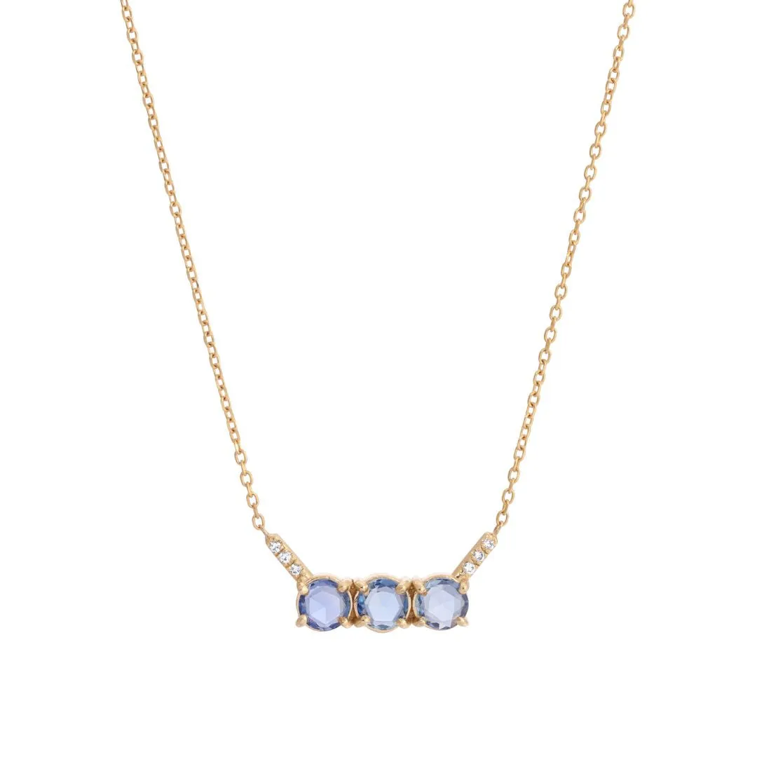 3 Rose Cut Blue Sapphire Equilibrium Necklace (ready to ship option)*