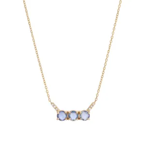 3 Rose Cut Blue Sapphire Equilibrium Necklace (ready to ship option)*