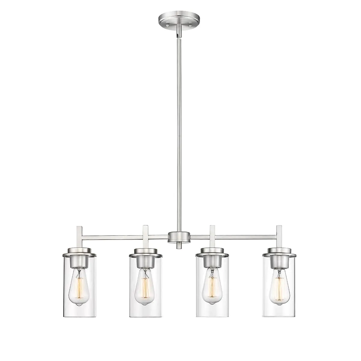 4 Lamps Janna Island Chandelier - Brushed Nickel Finish - Clear Glass - 28in Diameter - E26 Medium Base