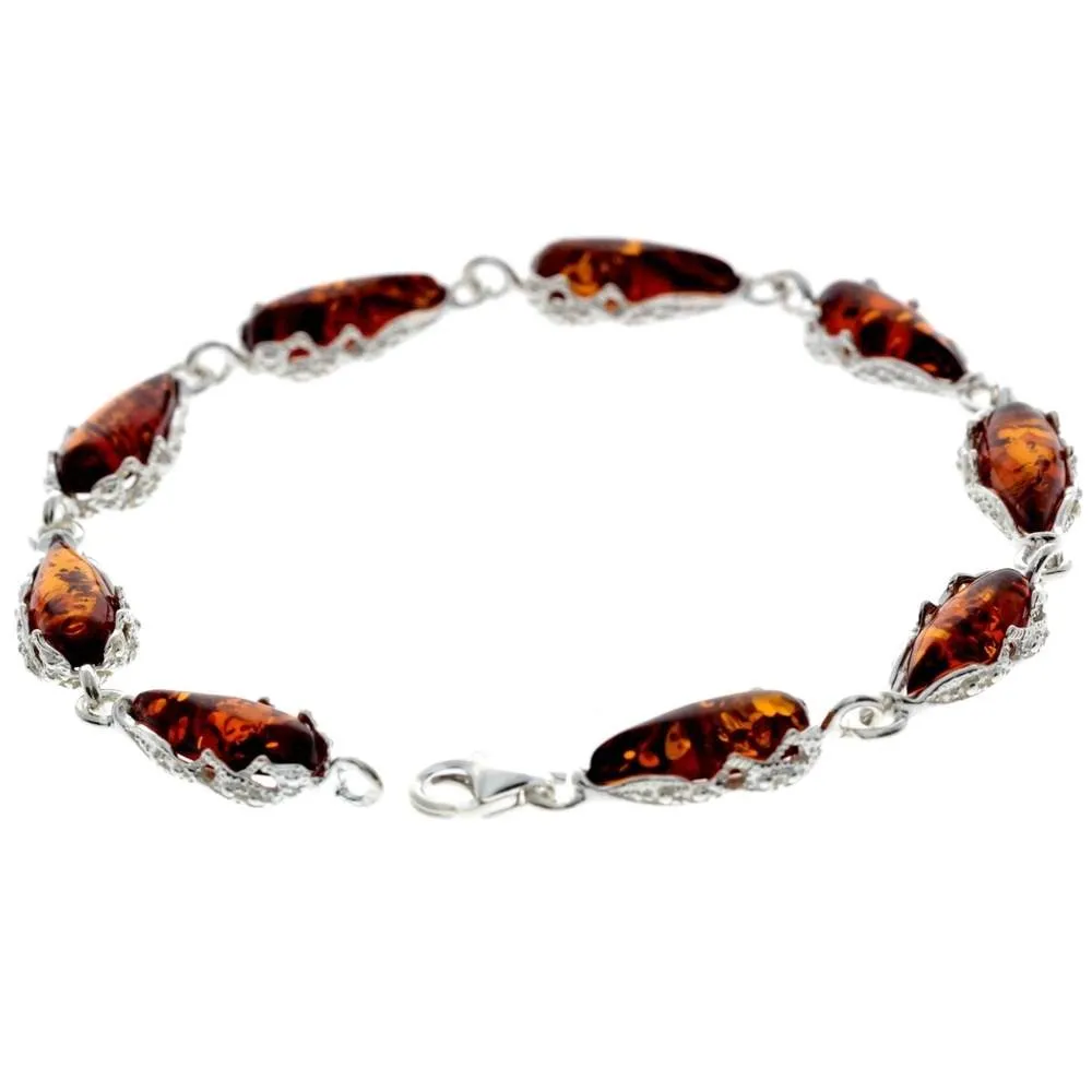 925 Sterling SilveR & Baltic Amber Modern Link Bracelet - G500