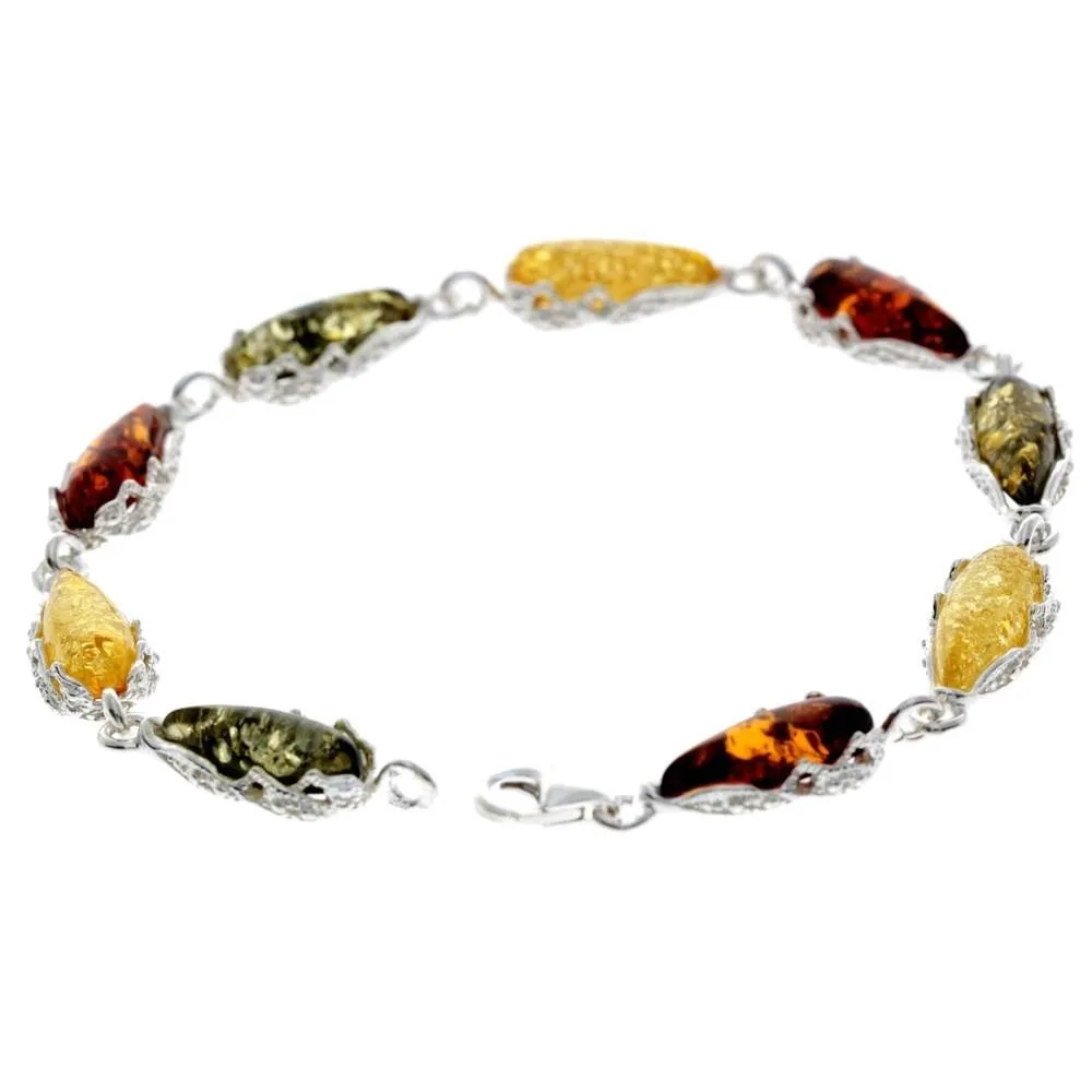 925 Sterling SilveR & Baltic Amber Modern Link Bracelet - G500