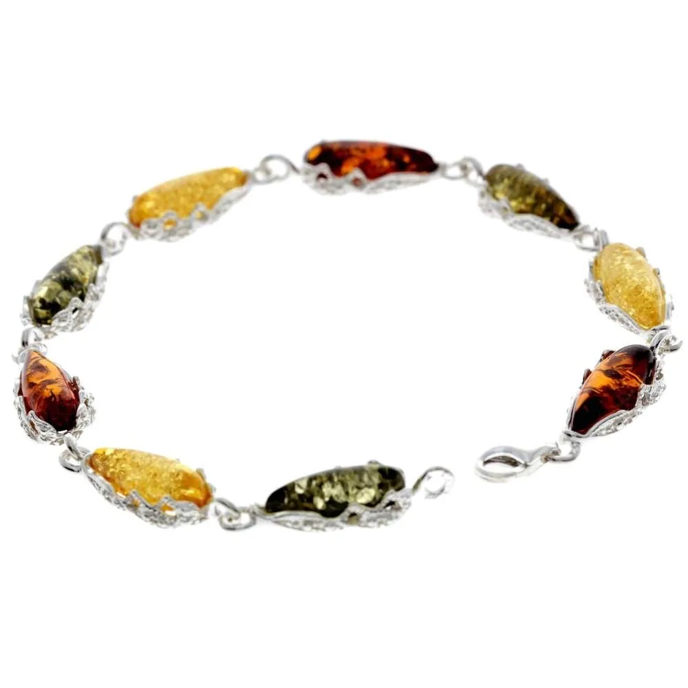 925 Sterling SilveR & Baltic Amber Modern Link Bracelet - G500