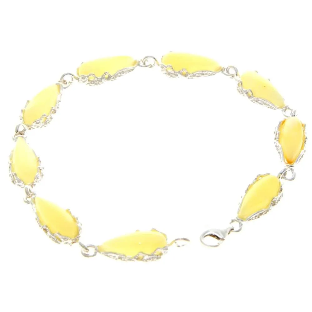 925 Sterling SilveR & Baltic Amber Modern Link Bracelet - G500