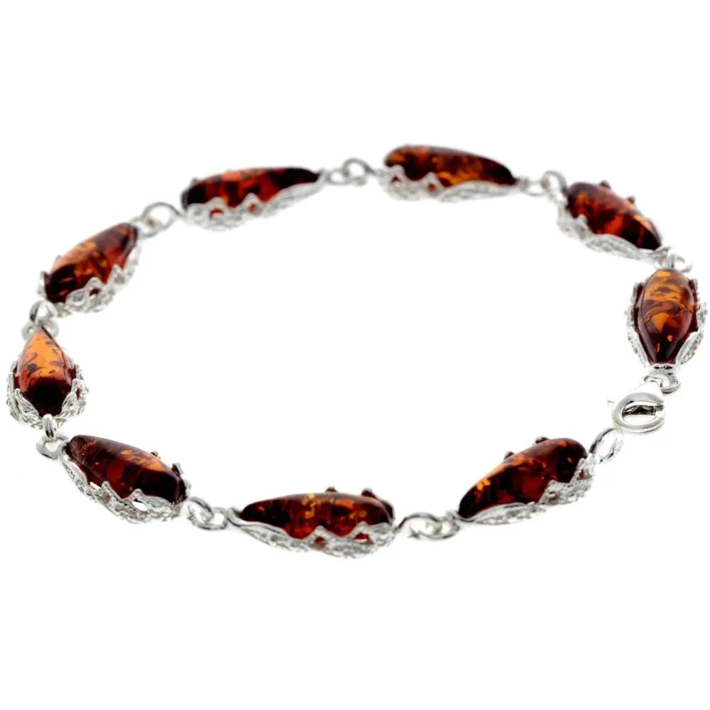 925 Sterling SilveR & Baltic Amber Modern Link Bracelet - G500