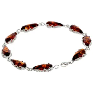 925 Sterling SilveR & Baltic Amber Modern Link Bracelet - G500