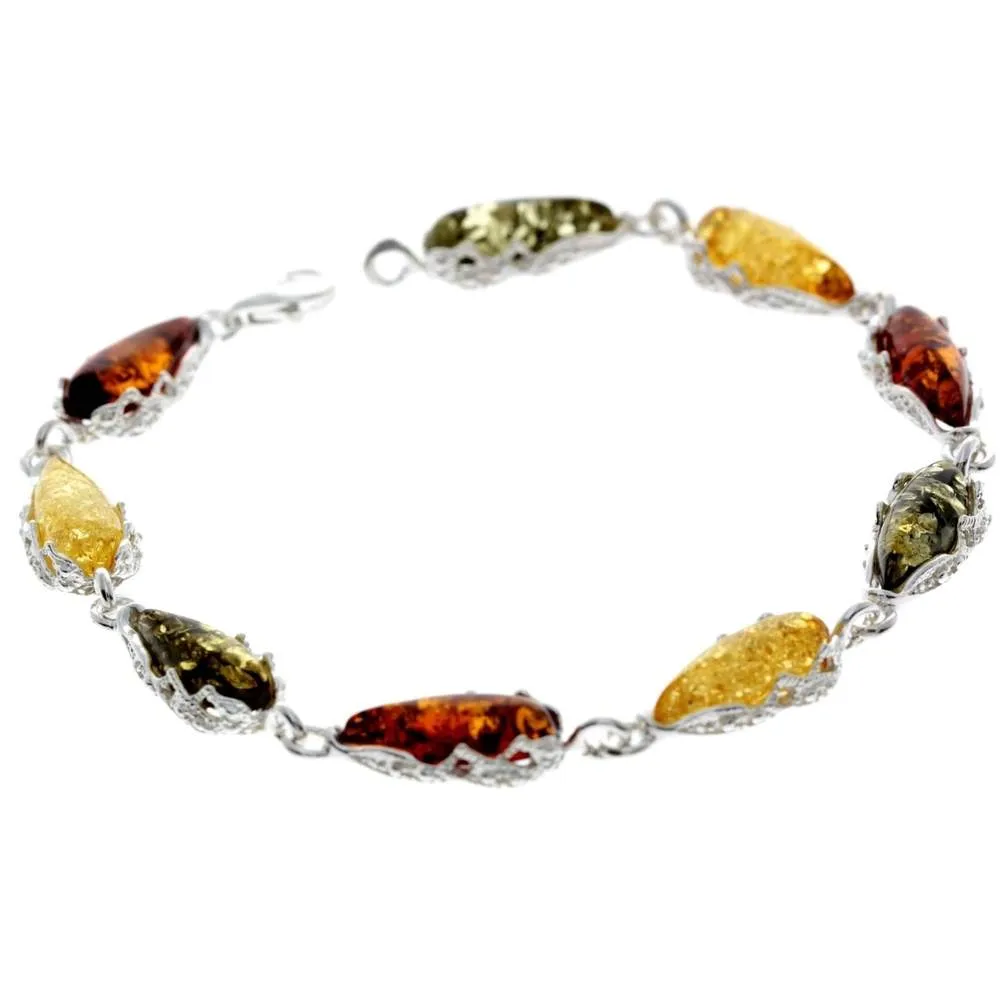 925 Sterling SilveR & Baltic Amber Modern Link Bracelet - G500