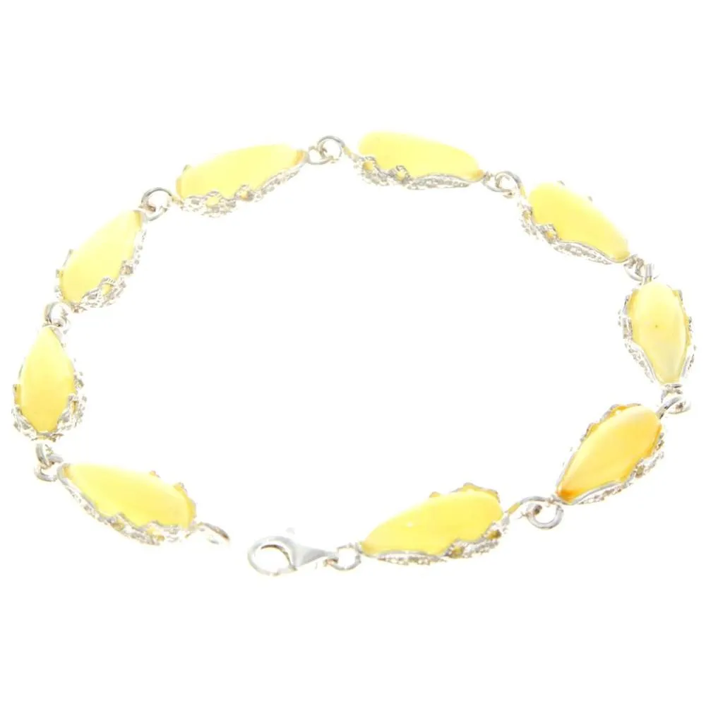 925 Sterling SilveR & Baltic Amber Modern Link Bracelet - G500