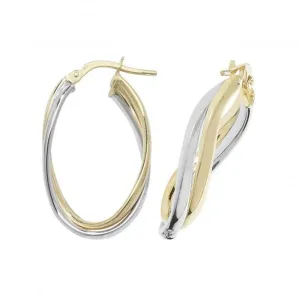 9CT Yellow & White Gold Double Hoop Earrings ER1010