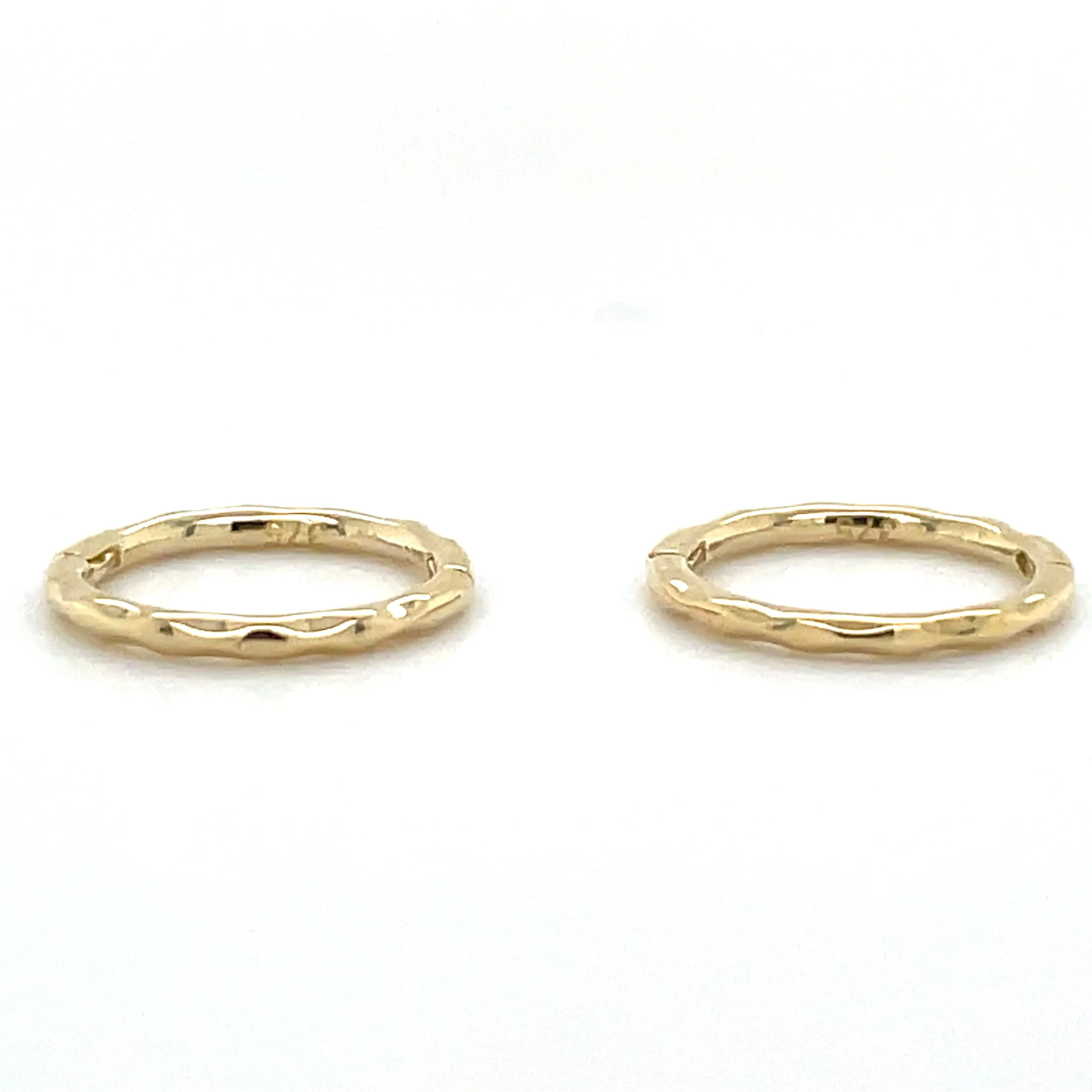 9ct Yellow Gold Hammered Effect Clicker Hoop Earrings