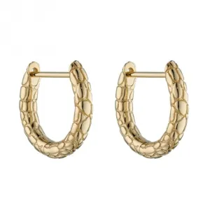 9ct Yellow Gold Snake Skin Texture Hoop Earrings GE2402