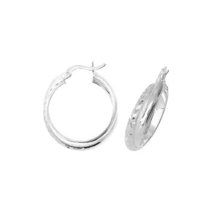 Acotis Silver Hoop Earrings Dia Cut G5849