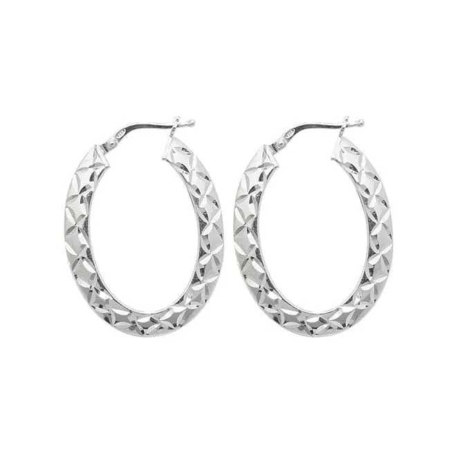 Acotis Silver Hoop Earrings Dia Cut Oval G51071-V4