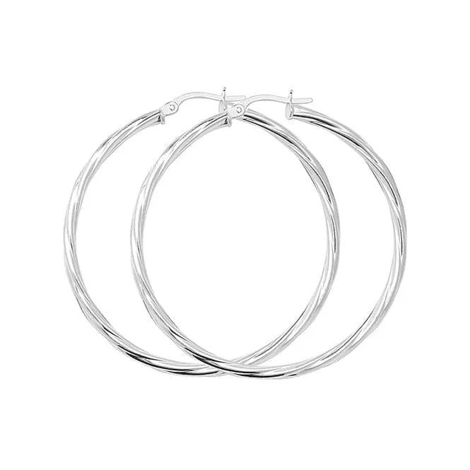 Acotis Silver Hoop Earrings Twisted G5979