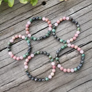 African Turquoise & Rose Quartz Bracelet